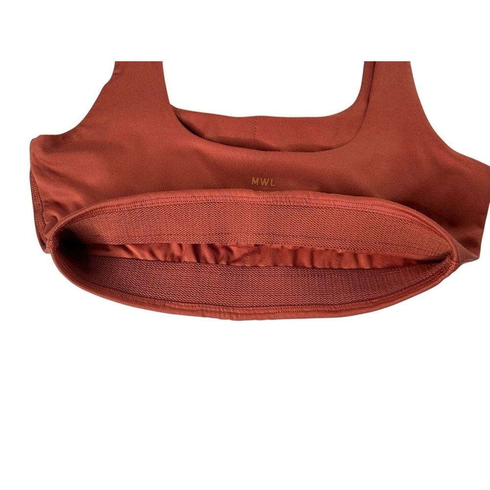 MADEWELL FLEX SQUARE-NECK SPORTS BRA IN BRICK RED SIZE SMALL - Picture 3 of 7